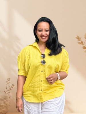 Linen Puff Sleeve Shirt – Yellow