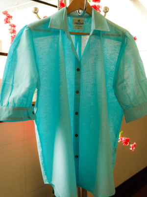 Linen Puff Sleeve Shirt – Coral Blue, catalogue