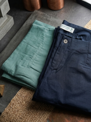 Linen Trousers – Green, combined view