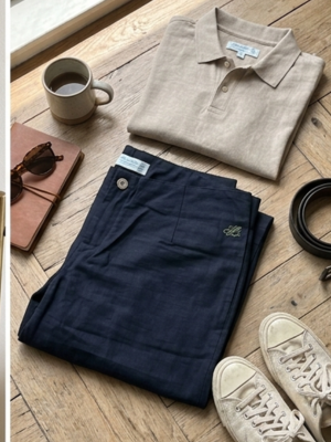 Linen Trousers – Black, combined view