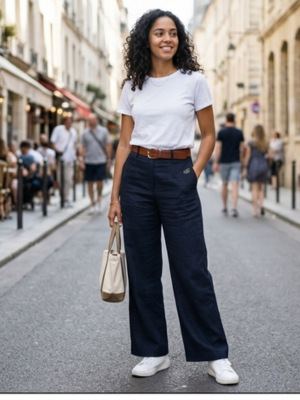 Linen Trousers – Black, side view